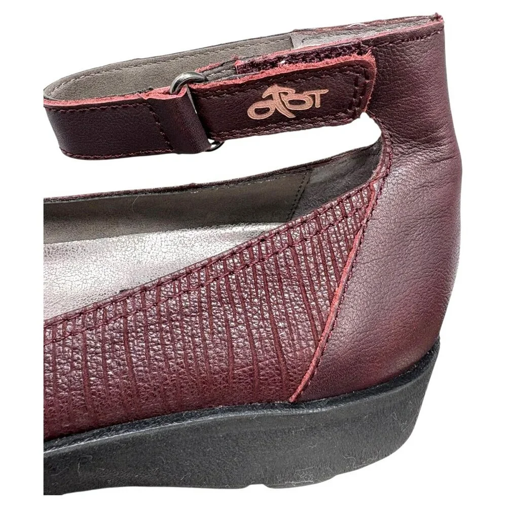 OTBT Scamper Burgundy Leather Ankle Strap‎ Wedge Loafers